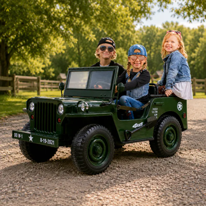 Hovedbilde Willys jeep - Elektrisk barnebil - 3 seter -180 ...