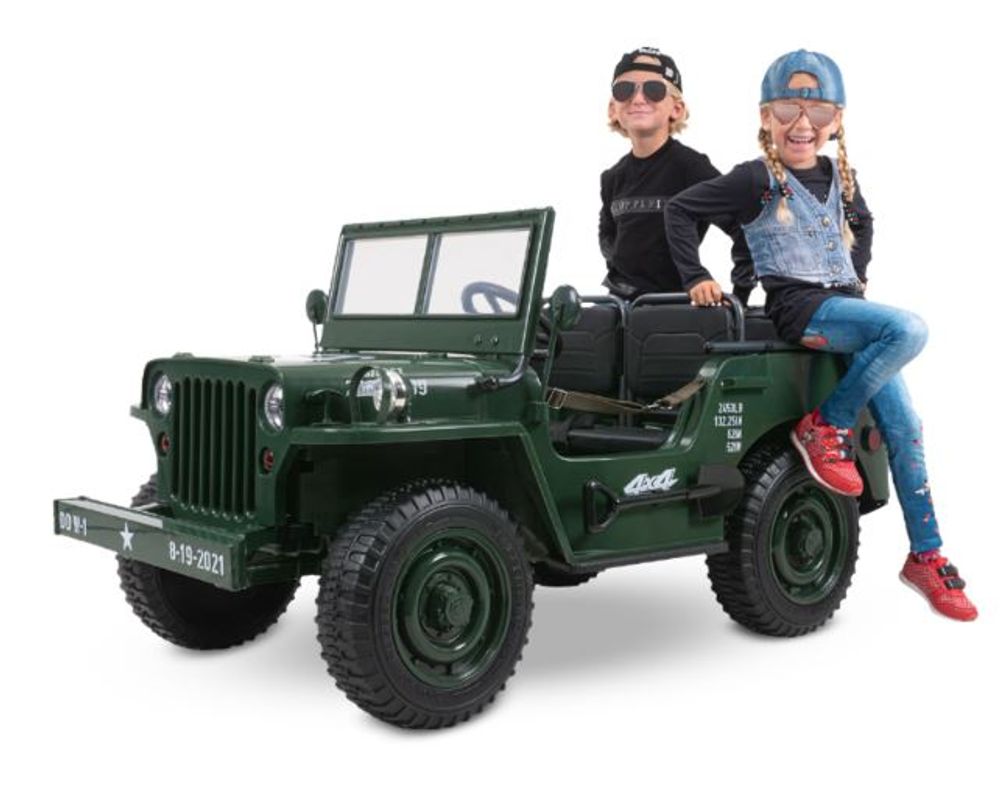 Willys jeep - Elektrisk barnebil - 3 seter -180 watt