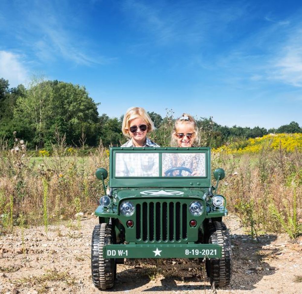 Willys jeep - Elektrisk barnebil - 3 seter -180 watt