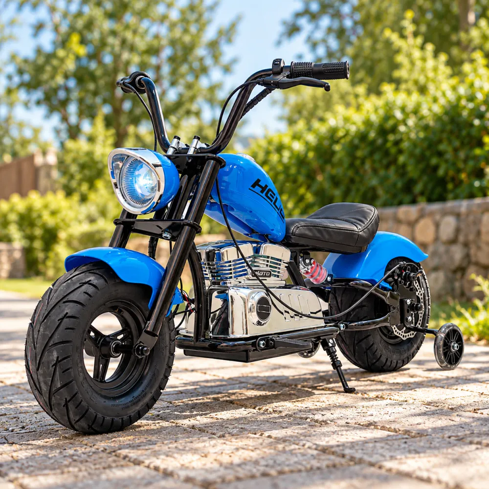 Elektrisk motorsykkel for barn – Old-School, 300 W, 24 V, blå