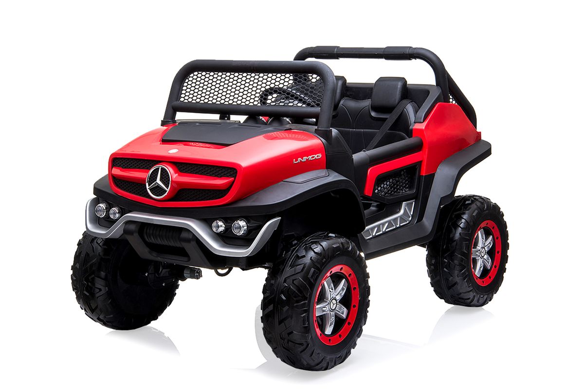 Mercedes Unimog barnebil 12V 4x4 2-seter med fjernkontroll og LED