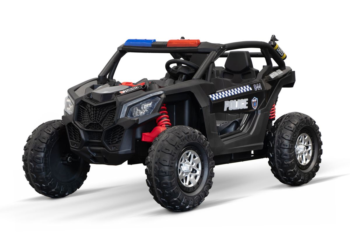 Politi UTV elbil barn 12V toseter med LED og RC