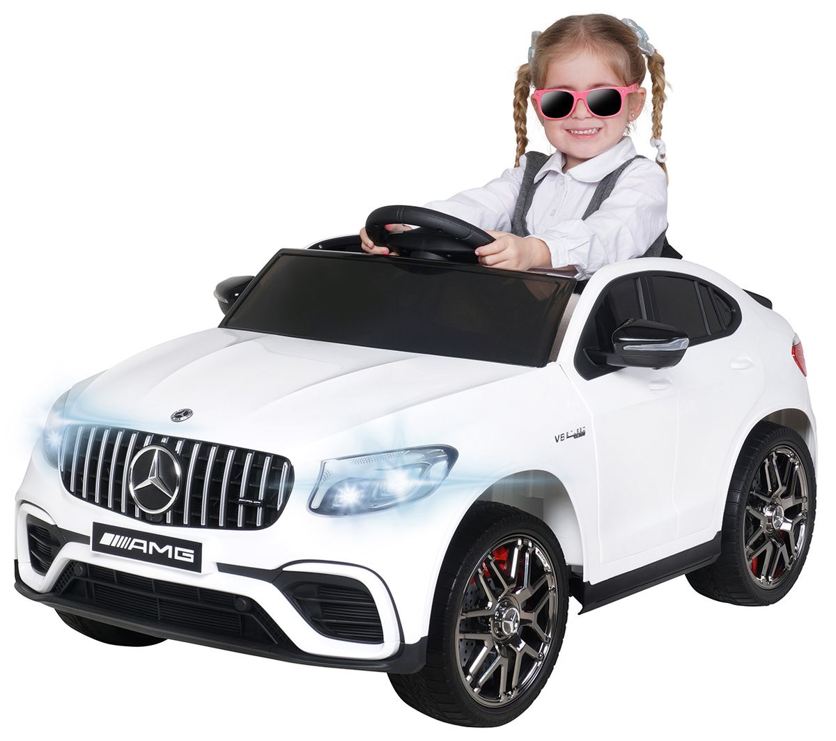 Elbil for barn Mercedes AMG GLC 63S Coupé - hvit/sort